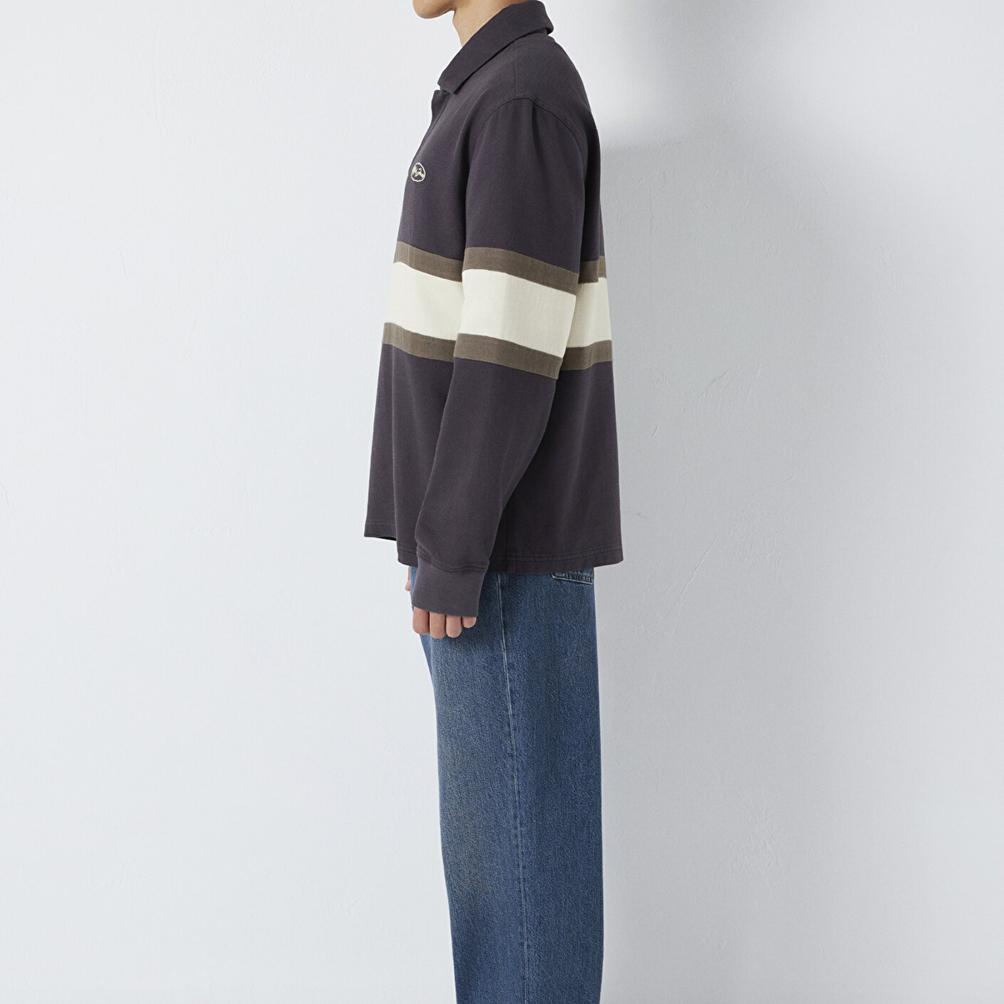 Mavi Mavi Jeans Nakışlı Polo Yaka Antrasit Sweatshirt 0S10575-70101