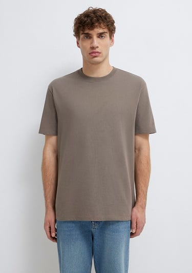  Mavi Kahverengi Basic Tişört Loose Fit / Bol Rahat Kesim 066249-87875