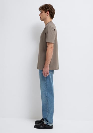  Mavi Kahverengi Basic Tişört Loose Fit / Bol Rahat Kesim 066249-87875