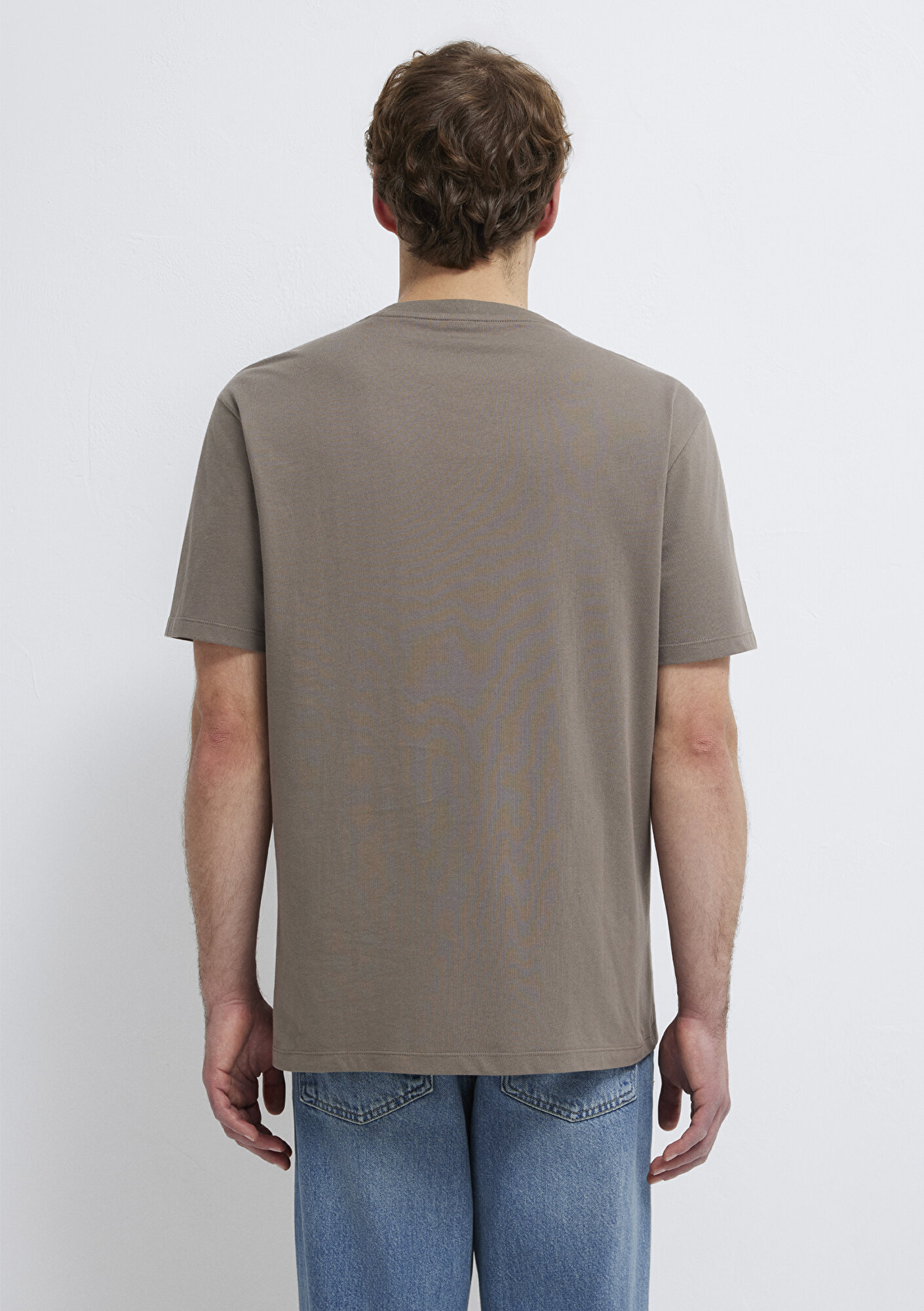 Mavi Kahverengi Basic Tişört Loose Fit / Bol Rahat Kesim 066249-87875