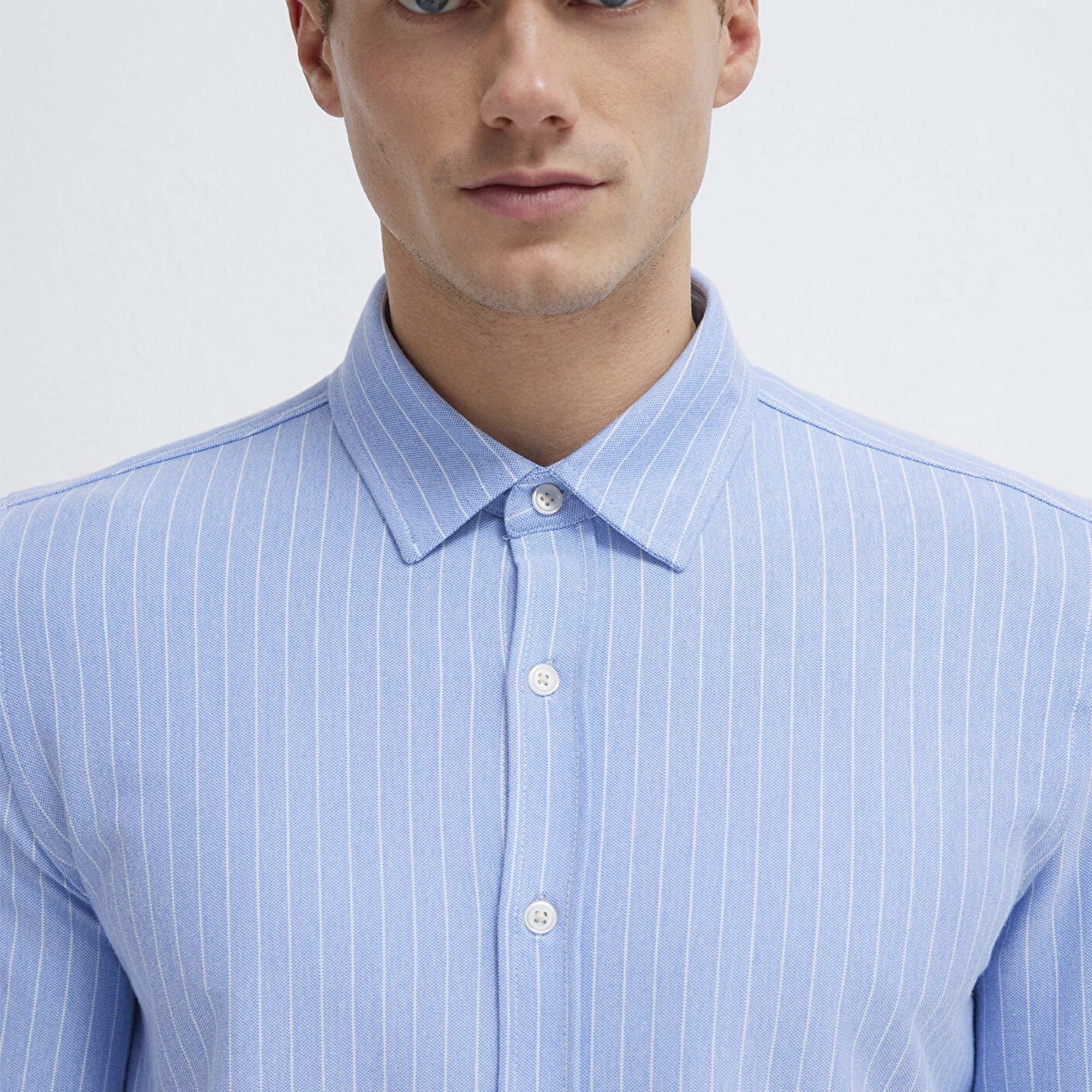 Mavi Çizgili Mavi Gömlek Slim Fit / Dar Kesim 0211858-91409