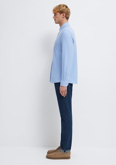  Mavi Çizgili Mavi Gömlek Slim Fit / Dar Kesim 0211858-91409