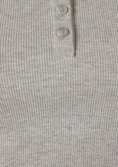  Mavi Uzun Kollu Bağcık Detaylı Gri Tişört Fitted / Vücuda Oturan Kesim 1613768-80196