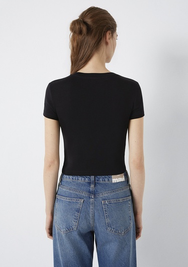  Mavi Mavi Logo Baskılı Siyah Tişört Fitted / Vücuda Oturan Kesim 1613848-900