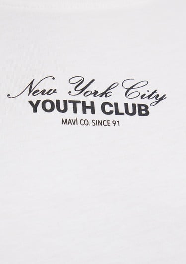  Mavi Bisiklet Yaka Sırt Baskılı BeyazTişört Regular Fit / Normal Kesim 1613766-70057