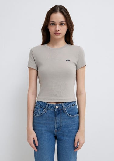  Mavi Mavi Logo Baskılı Gri Tişört Fitted / Vücuda Oturan Kesim 1613848-70112