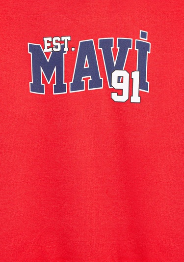  Mavi Mavi Logo Baskılı Kırmızı Tişört 6S10139-70478