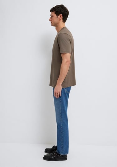  Mavi Mavi Logo Baskılı Kahverengi Tişört Regular Fit / Normal Kesim 0612732-83866