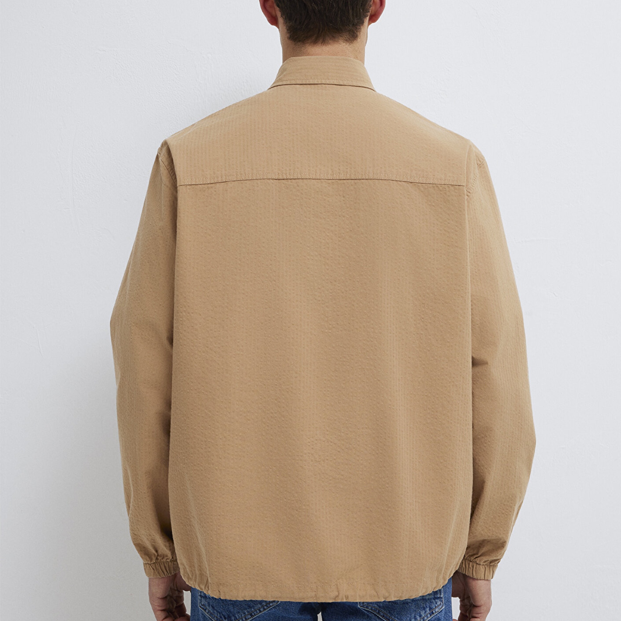 Mavi Cepli Kahverengi Gömlek Loose Fit / Bol Rahat Kesim 0211871-88616