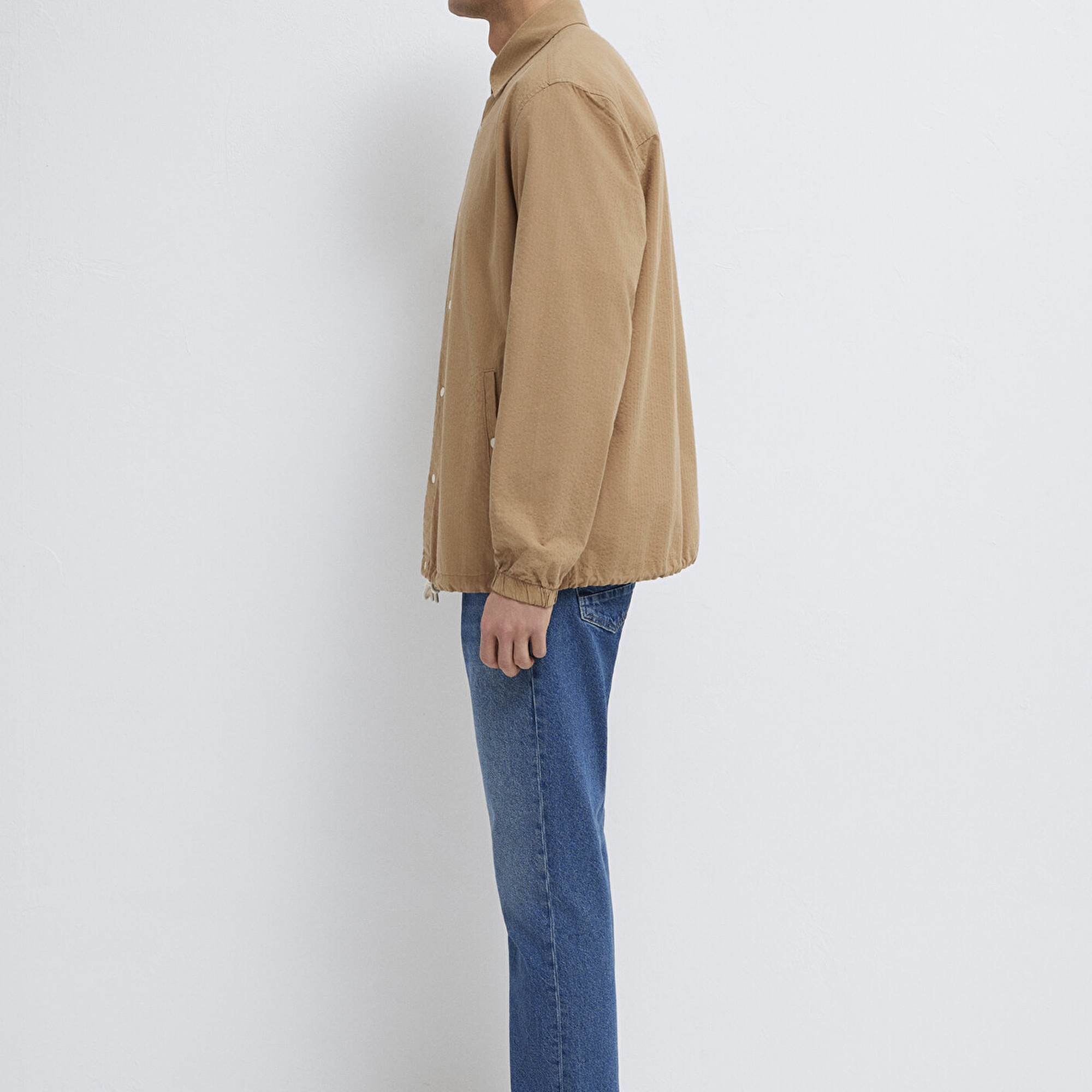 Mavi Cepli Kahverengi Gömlek Loose Fit / Bol Rahat Kesim 0211871-88616