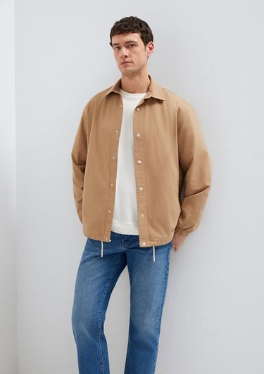  Mavi Cepli Kahverengi Gömlek Loose Fit / Bol Rahat Kesim 0211871-88616