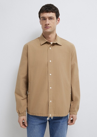  Mavi Cepli Kahverengi Gömlek Loose Fit / Bol Rahat Kesim 0211871-88616