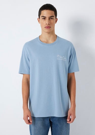  Mavi Baskılı Mavi Tişört Loose Fit / Bol Rahat Kesim 0613184-86998