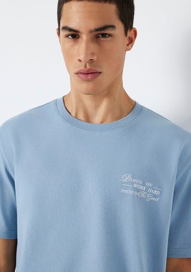  Mavi Baskılı Mavi Tişört Loose Fit / Bol Rahat Kesim 0613184-86998