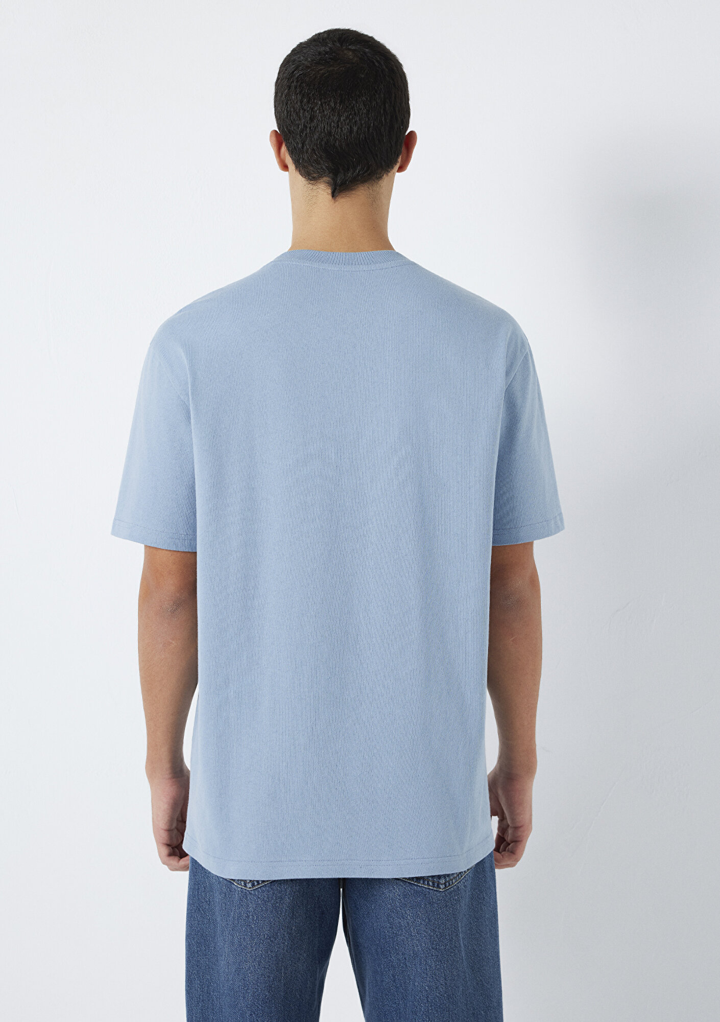 Mavi Baskılı Mavi Tişört Loose Fit / Bol Rahat Kesim 0613184-86998