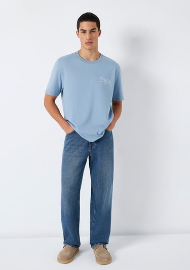  Mavi Baskılı Mavi Tişört Loose Fit / Bol Rahat Kesim 0613184-86998