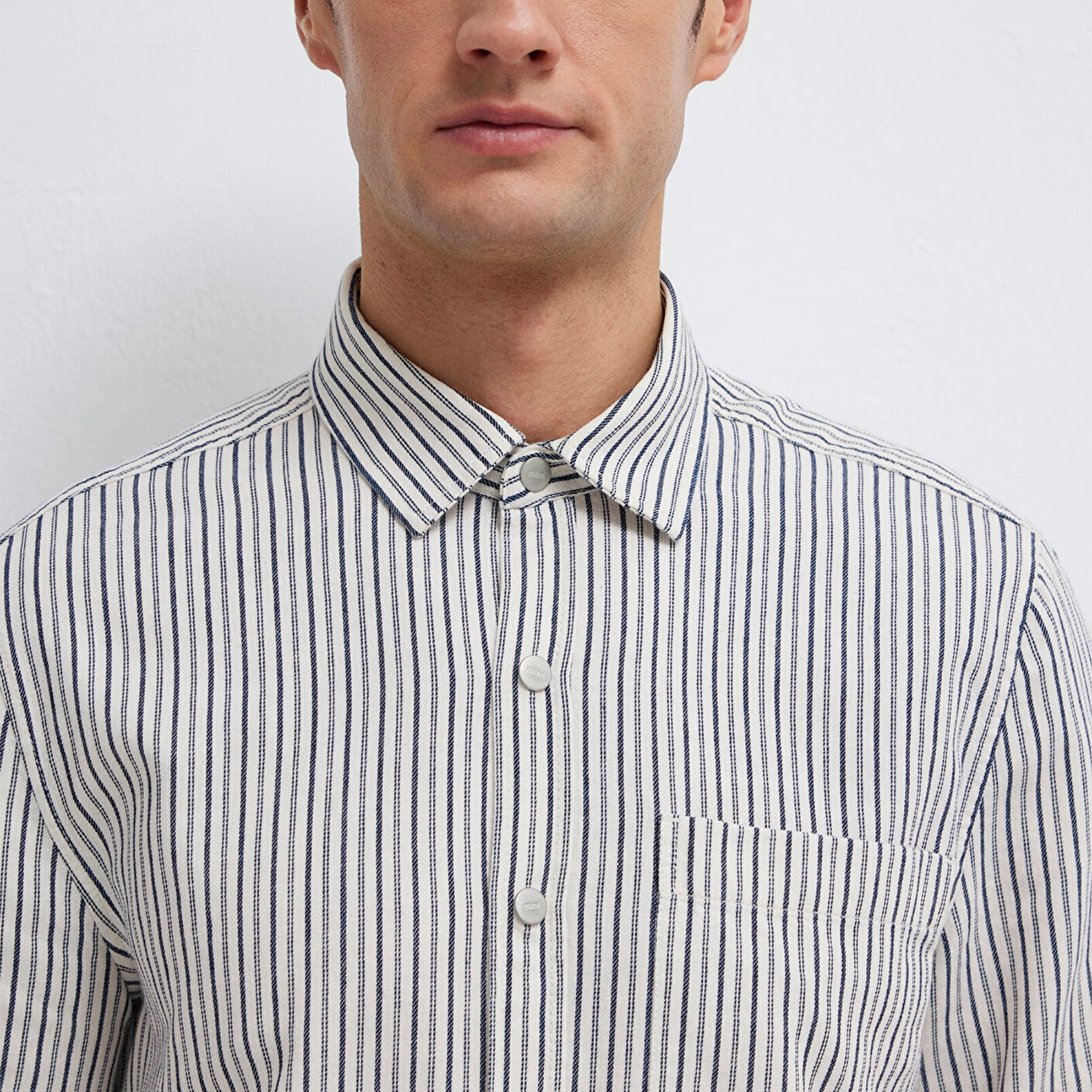 Mavi Çizgili Beyaz Gömlek Regular Fit / Normal Kesim 0211914-18790