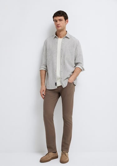  Mavi Çizgili Beyaz Gömlek Regular Fit / Normal Kesim 0211914-18790