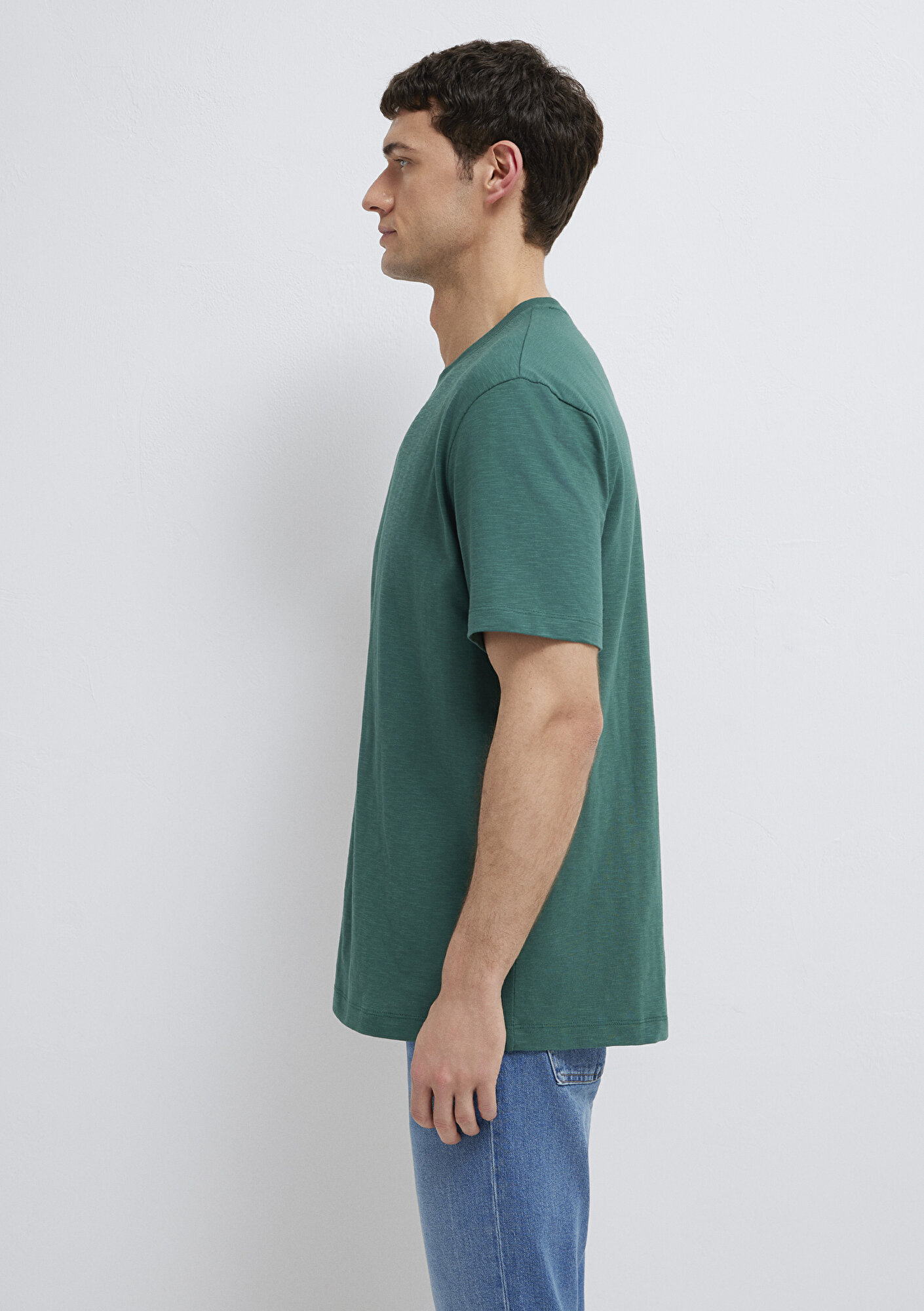 Mavi Yeşil Basic Tişört Loose Fit / Bol Rahat Kesim 0613146-71930