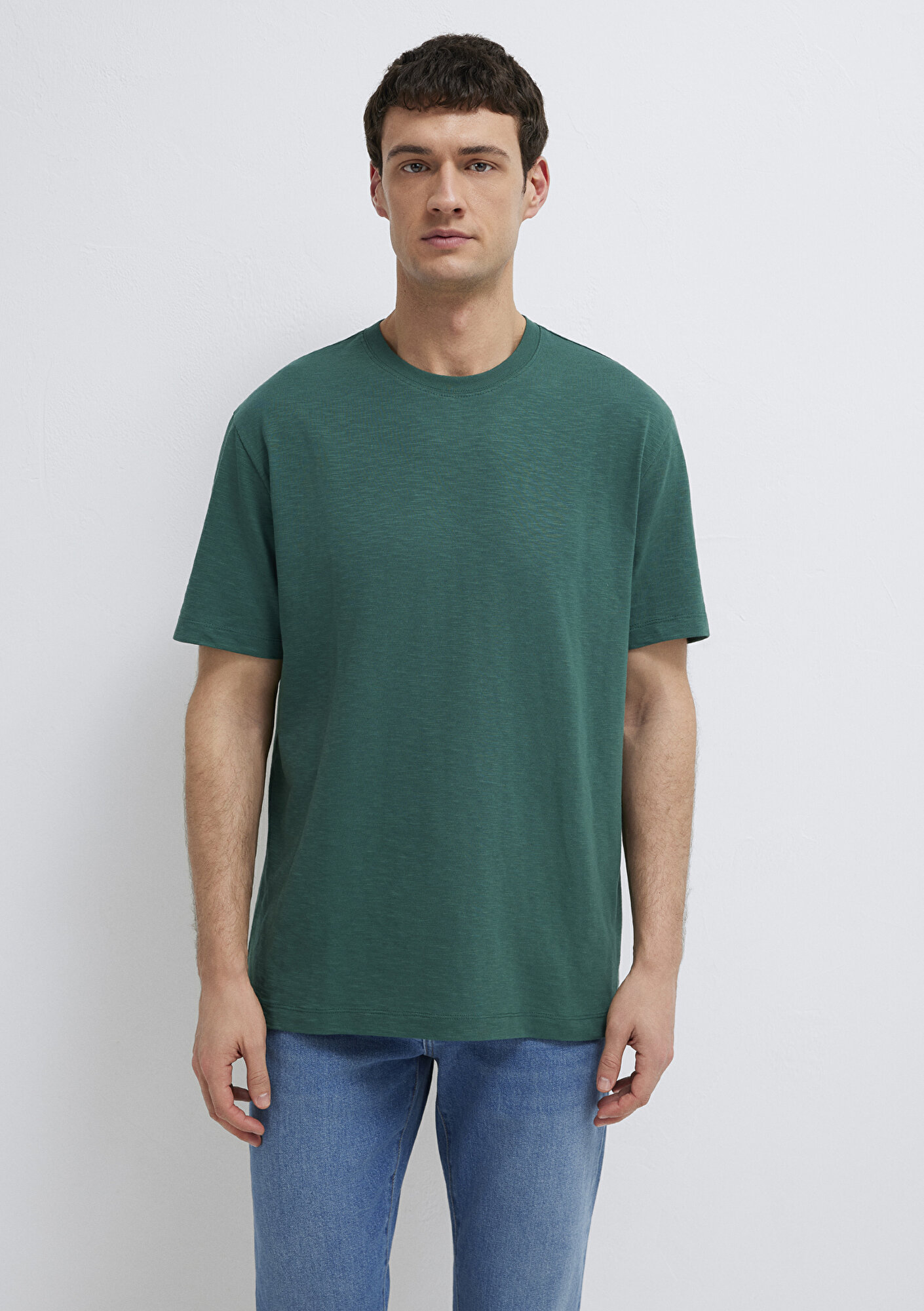 Mavi Yeşil Basic Tişört Loose Fit / Bol Rahat Kesim 0613146-71930