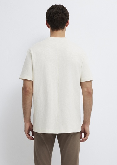  Mavi Ekru Basic Tişört Loose Fit / Bol Rahat Kesim 0613146-70056