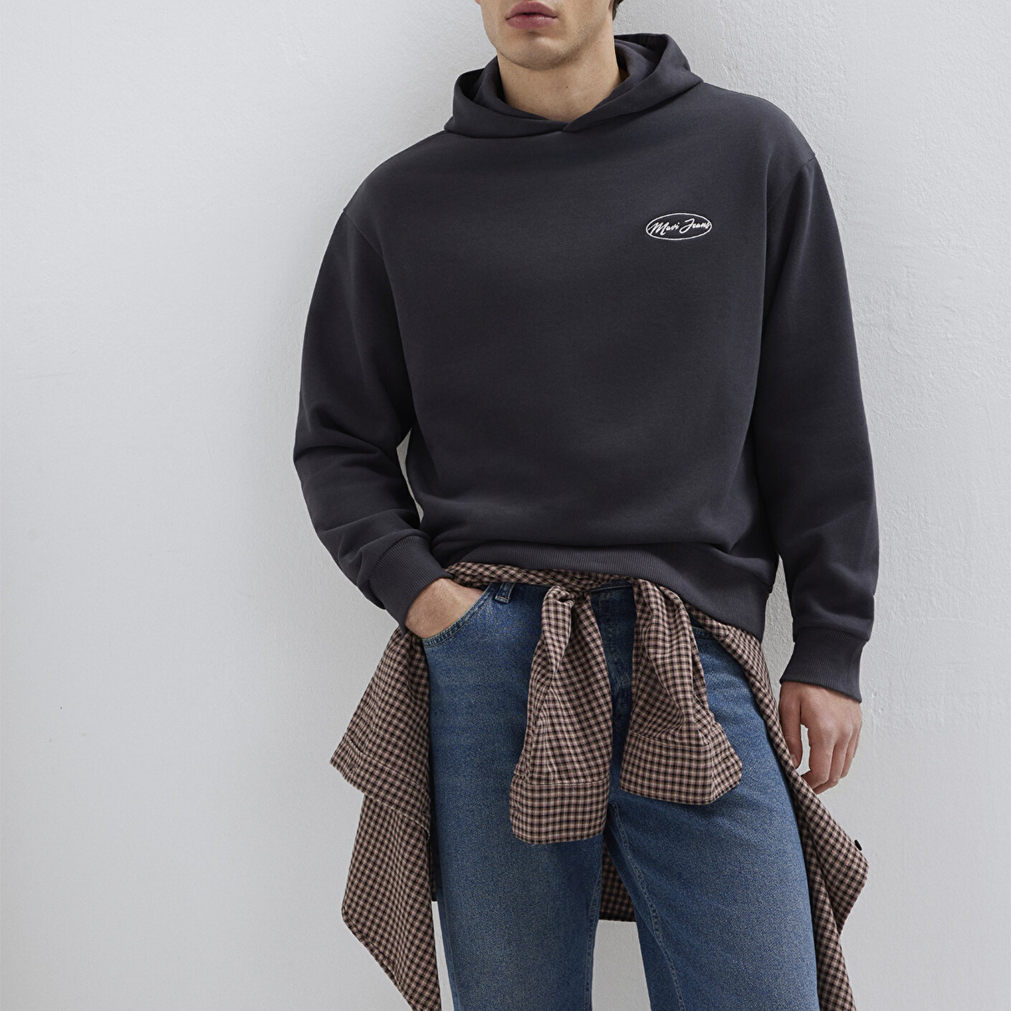 Mavi Mavi Jeans Nakışlı Kapüşonlu Antrasit Sweatshirt 0S10545-70087