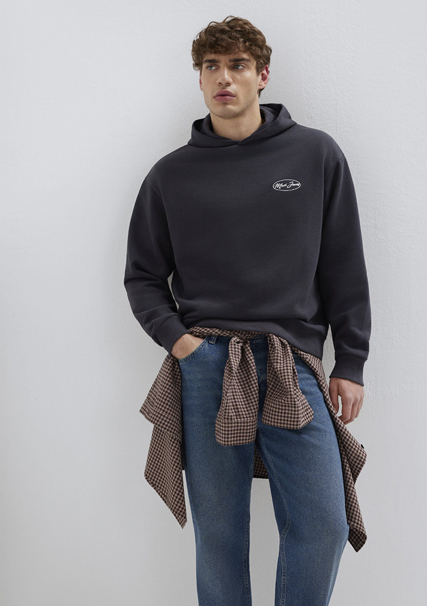  Mavi Mavi Jeans Nakışlı Kapüşonlu Antrasit Sweatshirt 0S10545-70087