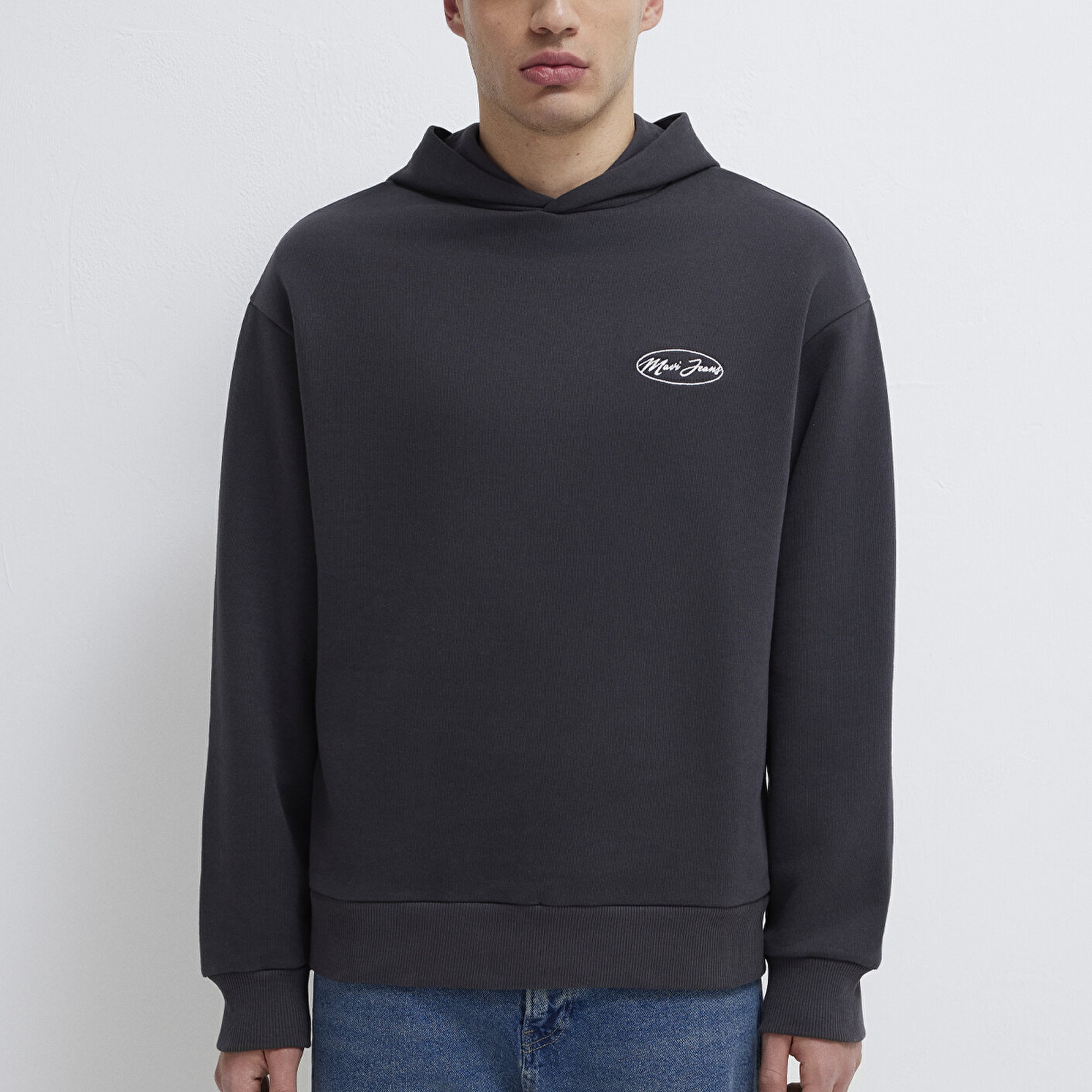 Mavi Mavi Jeans Nakışlı Kapüşonlu Antrasit Sweatshirt 0S10545-70087