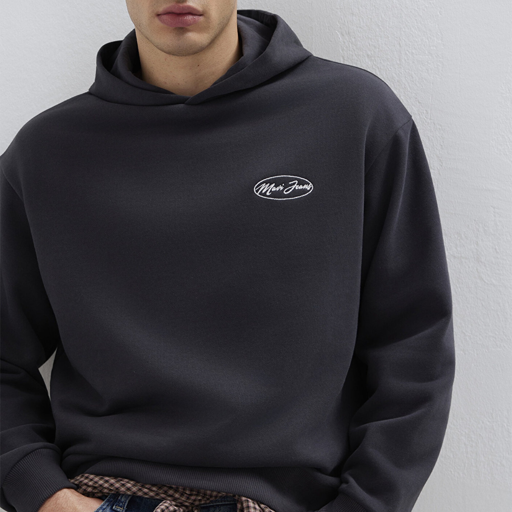 Mavi Mavi Jeans Nakışlı Kapüşonlu Antrasit Sweatshirt 0S10545-70087