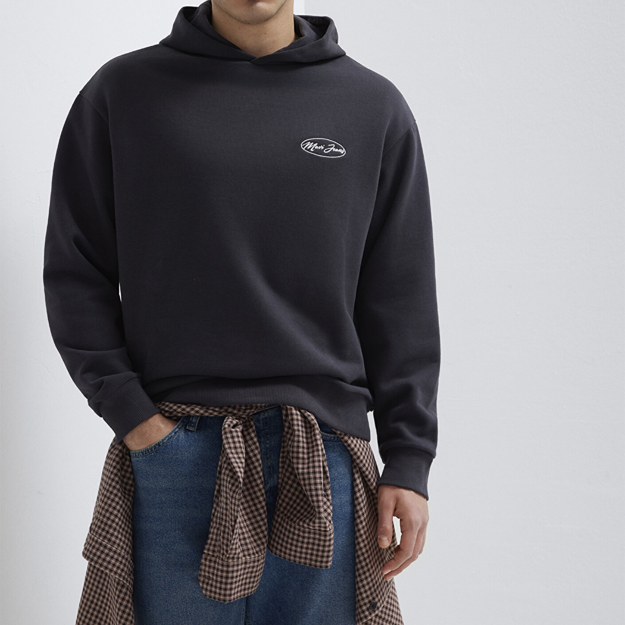 Mavi Mavi Jeans Nakışlı Kapüşonlu Antrasit Sweatshirt 0S10545-70087