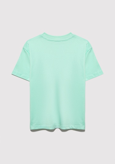  Mavi Mavi Logo Baskılı Yeşil Tişört Loose Fit / Bol Rahat Kesim 7610386-71643