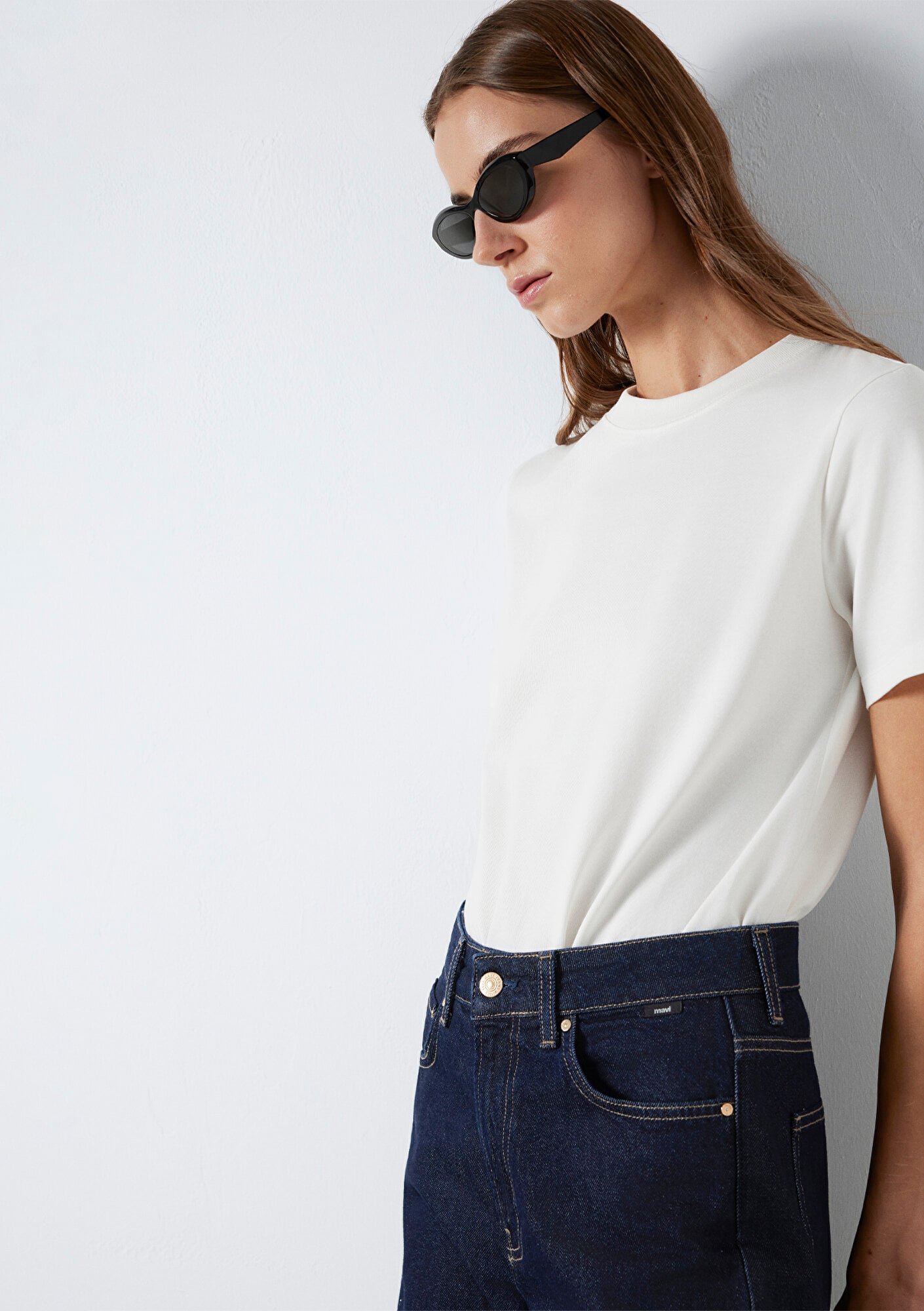 Mavi Ekru Basic Tişört Slim Fit / Dar Kesim 1613788-80194