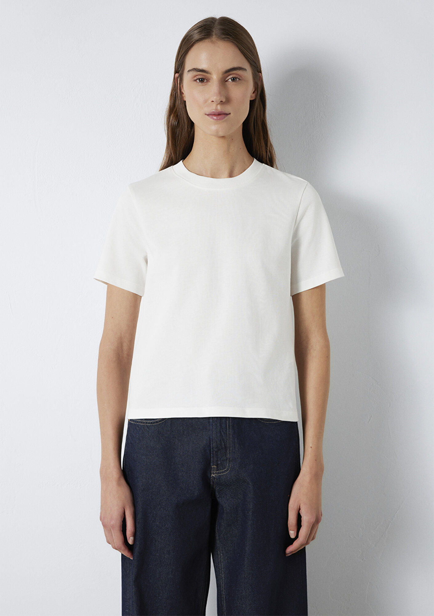 Mavi Ekru Basic Tişört Slim Fit / Dar Kesim 1613788-80194