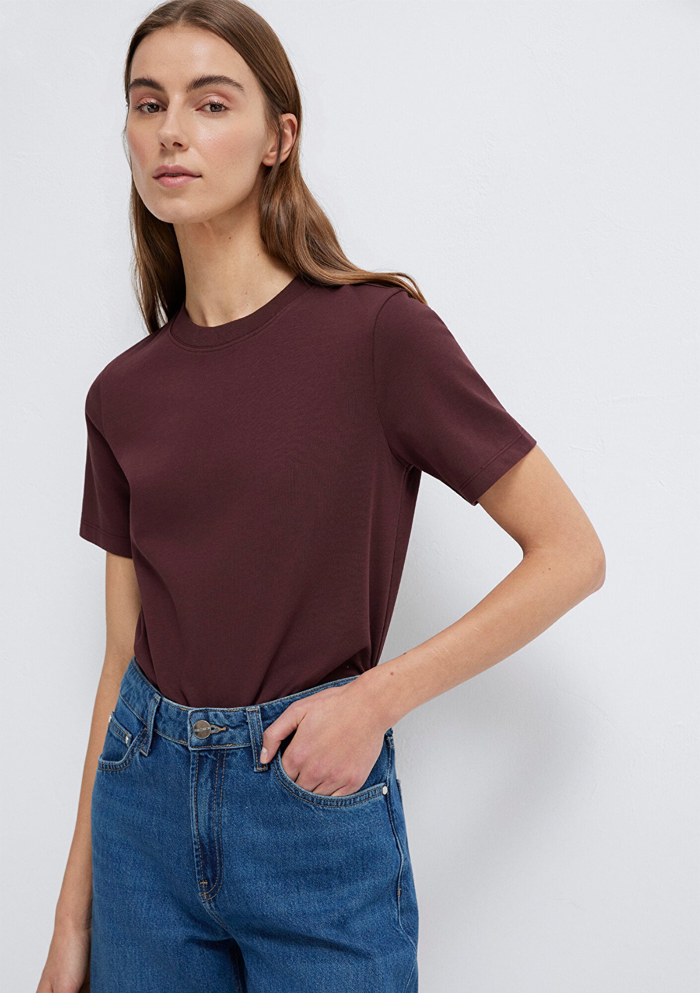 Mavi Kahverengi Basic Tişört Slim Fit / Dar Kesim 1613788-70223