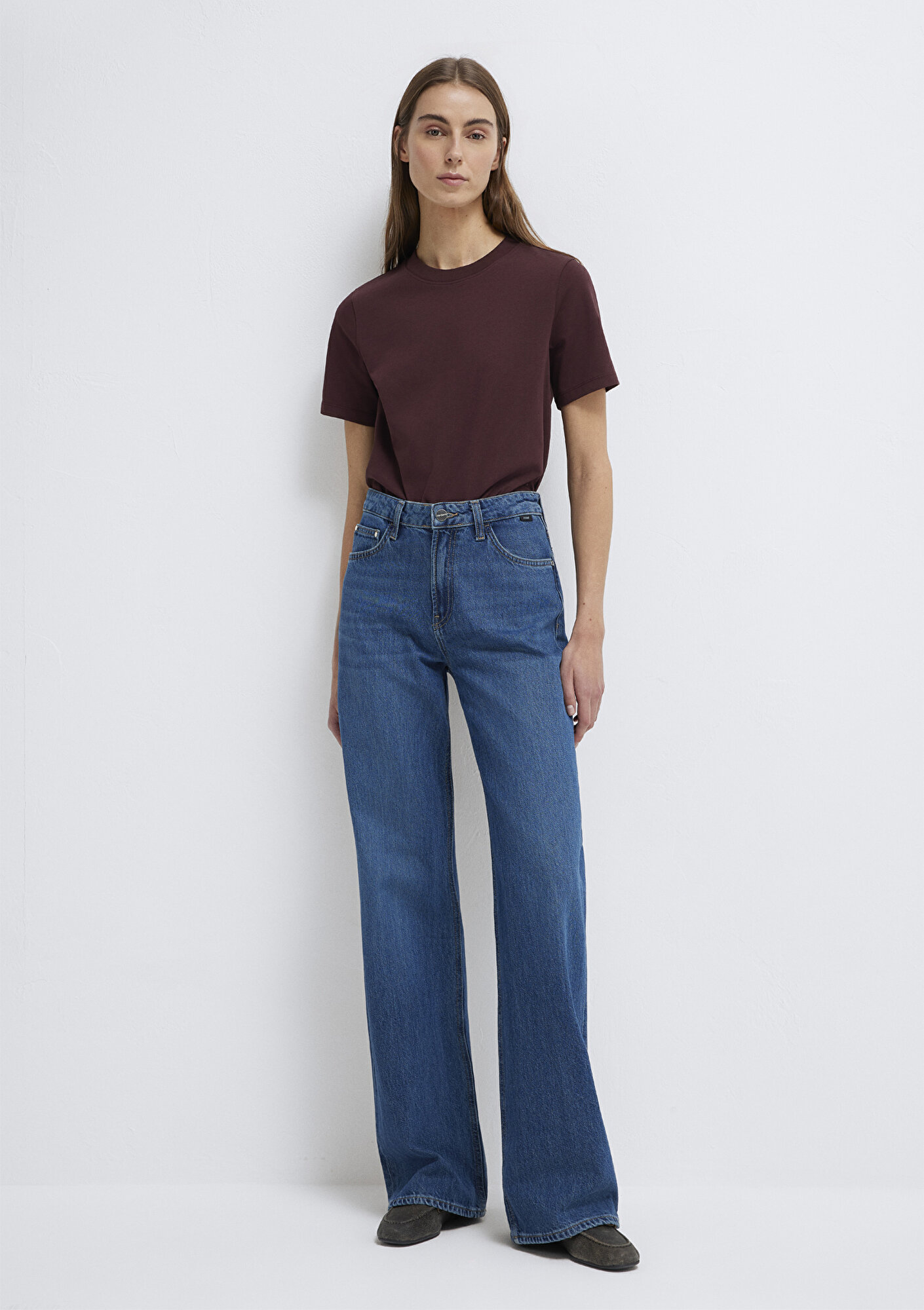 Mavi Kahverengi Basic Tişört Slim Fit / Dar Kesim 1613788-70223