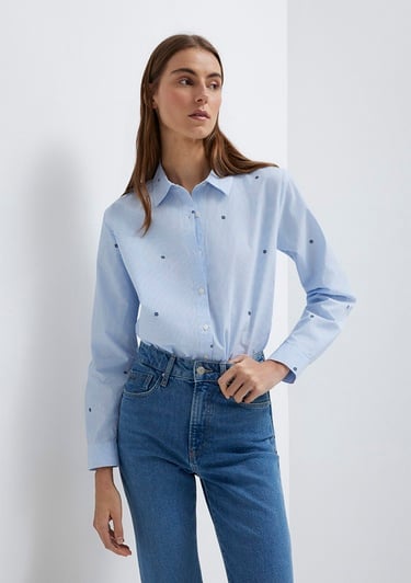  Mavi Çiçek Baskılı Mavi Gömlek Loose Fit / Bol Rahat Kesim 1210610-91382