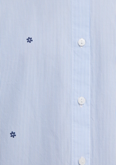  Mavi Çiçek Baskılı Mavi Gömlek Loose Fit / Bol Rahat Kesim 1210610-91382