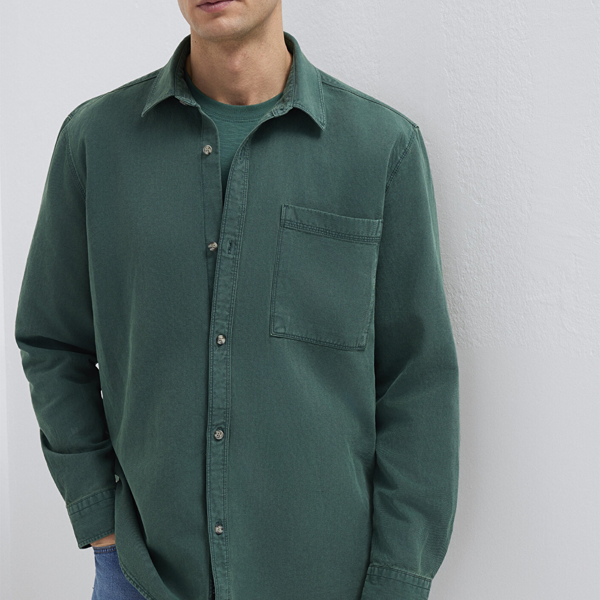 Mavi Cepli Yeşil Gömlek Regular Fit / Normal Kesim 0211827-71930