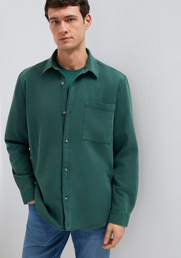  Mavi Cepli Yeşil Gömlek Regular Fit / Normal Kesim 0211827-71930