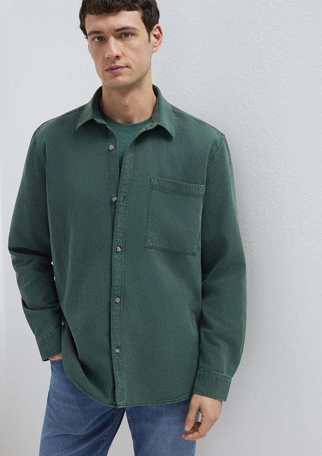  Mavi Cepli Yeşil Gömlek Regular Fit / Normal Kesim 0211827-71930