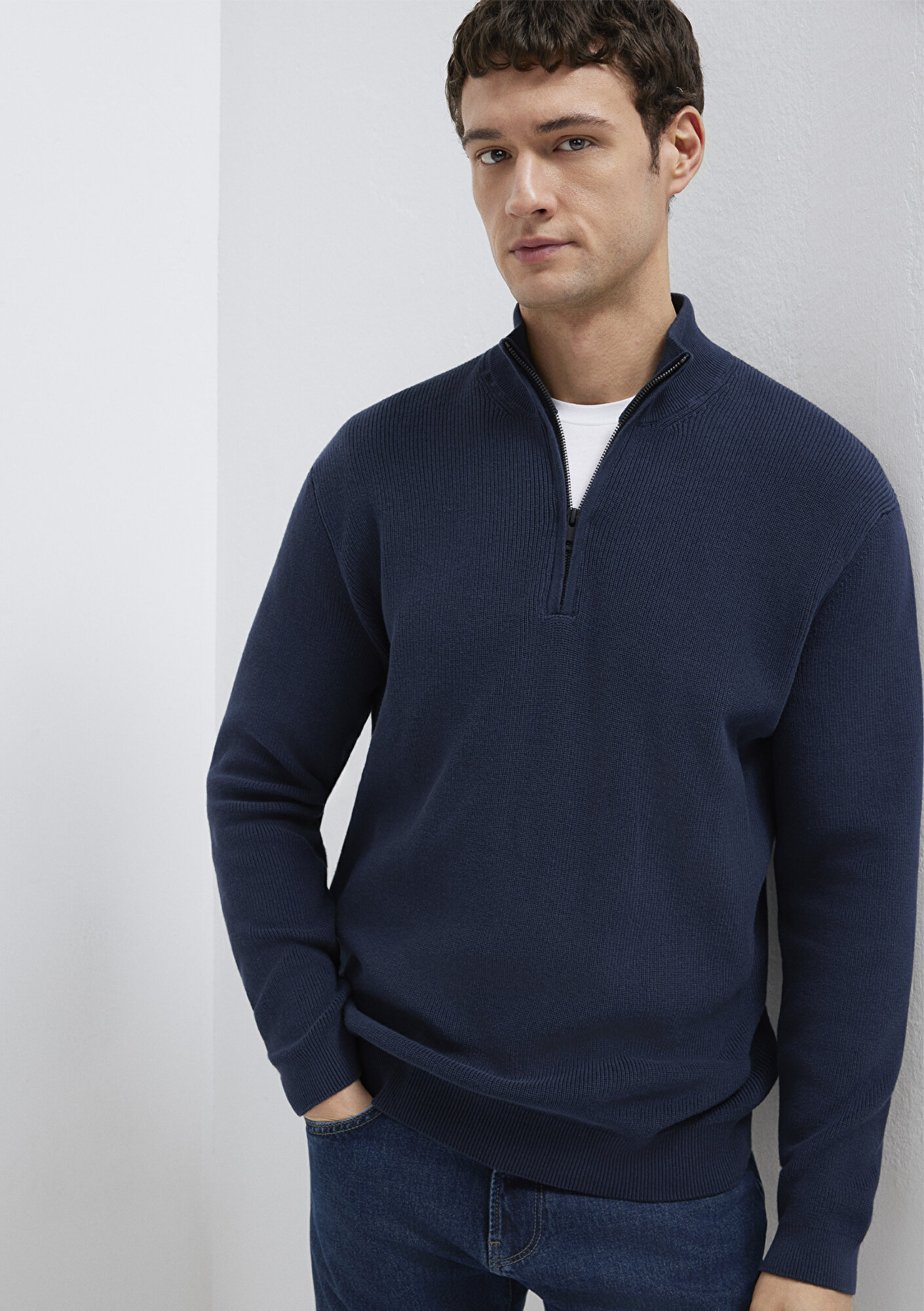 Mavi Yarı Fermuarlı Lacivert Kazak Regular Fit / Normal Kesim 0710396-70490