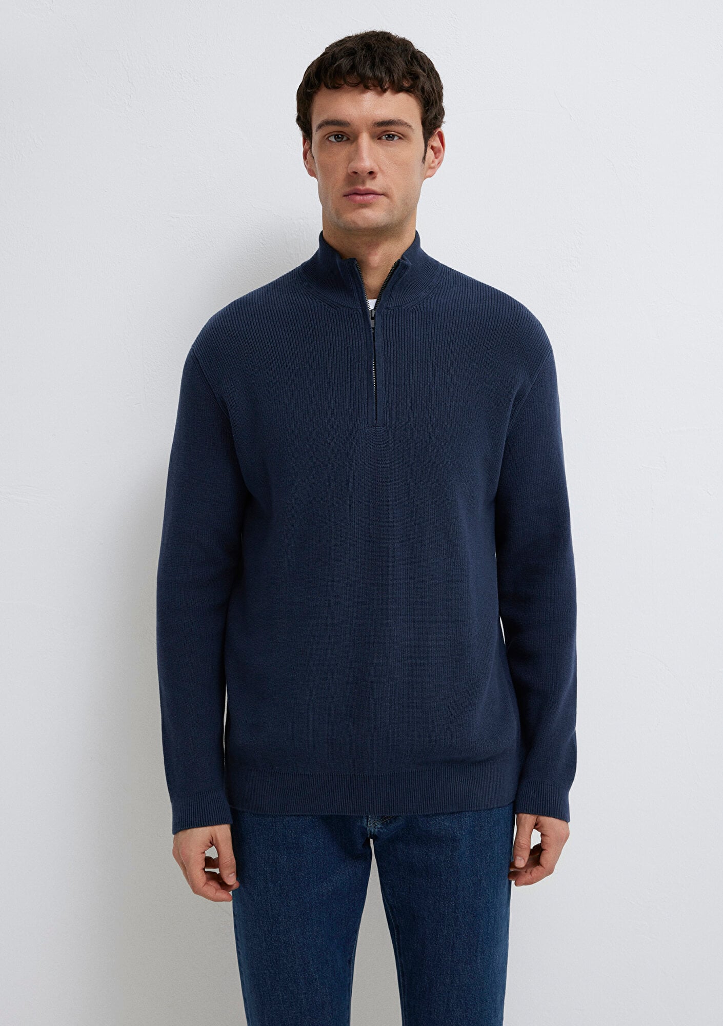 Mavi Yarı Fermuarlı Lacivert Kazak Regular Fit / Normal Kesim 0710396-70490