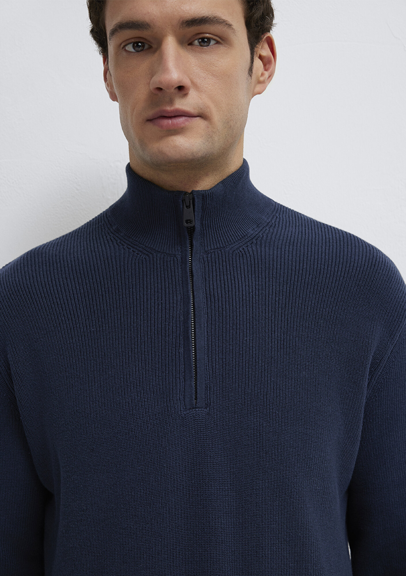  Mavi Yarı Fermuarlı Lacivert Kazak Regular Fit / Normal Kesim 0710396-70490