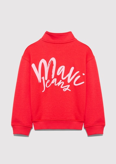  Mavi Yarı Fermuarlı Kırmızı Sweatshirt 7S10175-70478