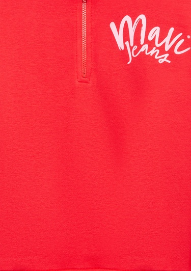  Mavi Yarı Fermuarlı Kırmızı Sweatshirt 7S10175-70478