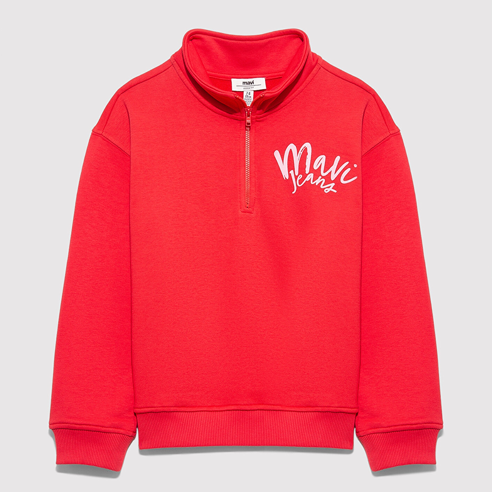 Mavi Yarı Fermuarlı Kırmızı Sweatshirt 7S10175-70478