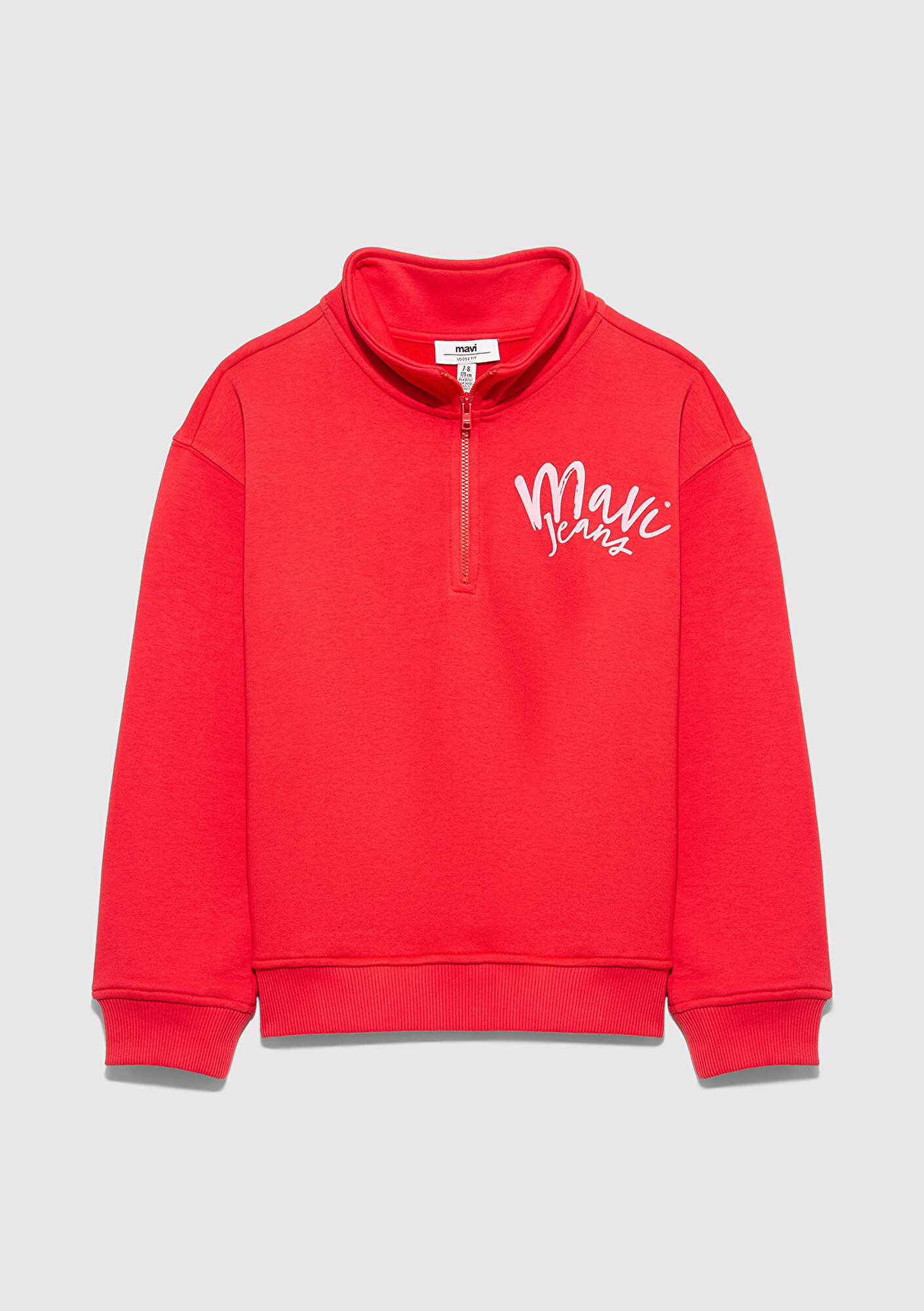  Mavi Yarı Fermuarlı Kırmızı Sweatshirt 7S10175-70478