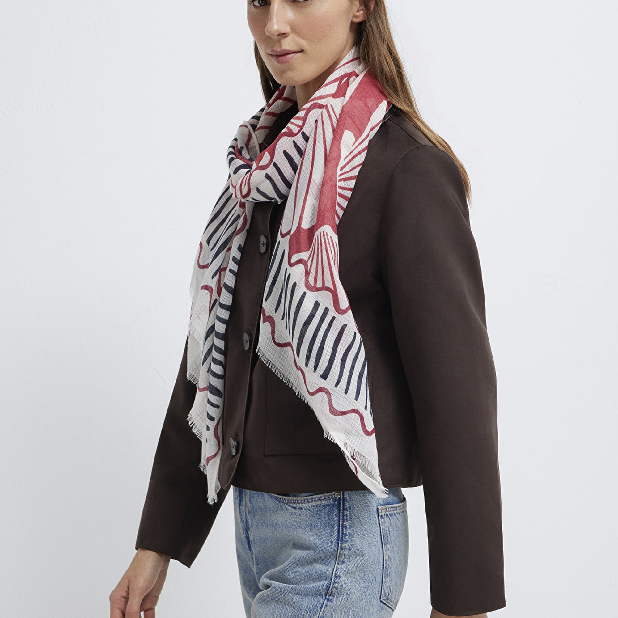 Mavi Desenli Şal 1913848-10076