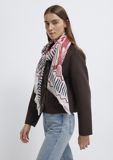  Mavi Desenli Şal 1913848-10076