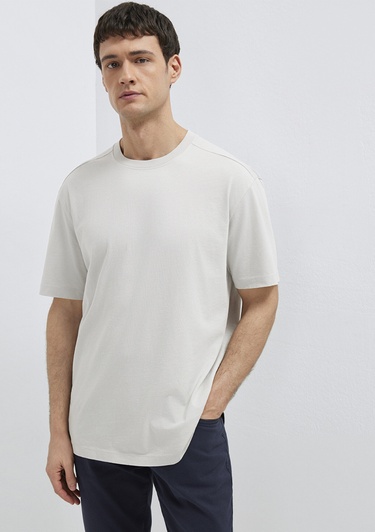  Mavi Gri Basic Tişört Loose Fit / Bol Rahat Kesim 0613466-70077